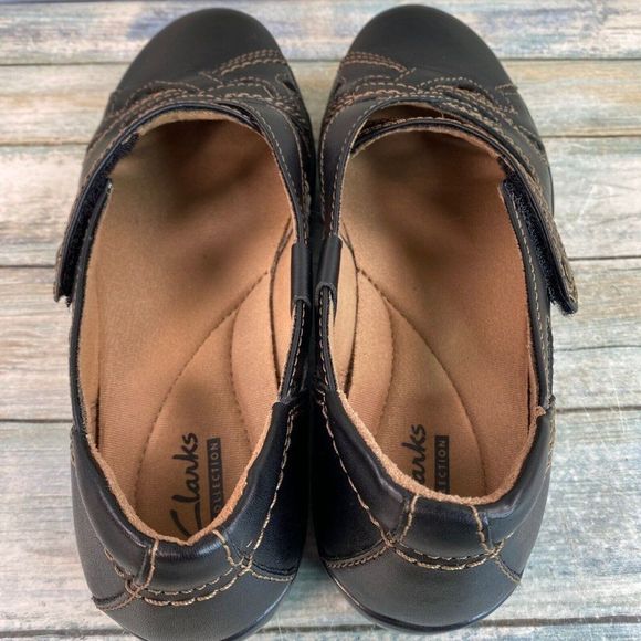 Clarks Womens Size 7M Loafers Comfort Shoes Black Leather Casual - Picture 4 of 10